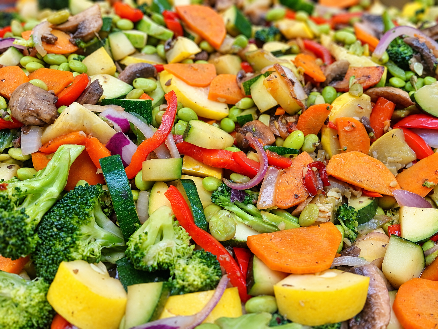 A colorful assortment of cooked vegetables