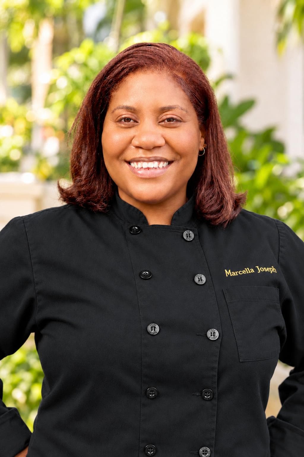 Chef Marcella Joseph in her black chef coat